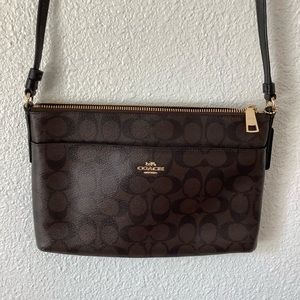 Coach Bags - Coach brown leather and black monogram bag Coach Bags - Coach brown leather and black monogram bag